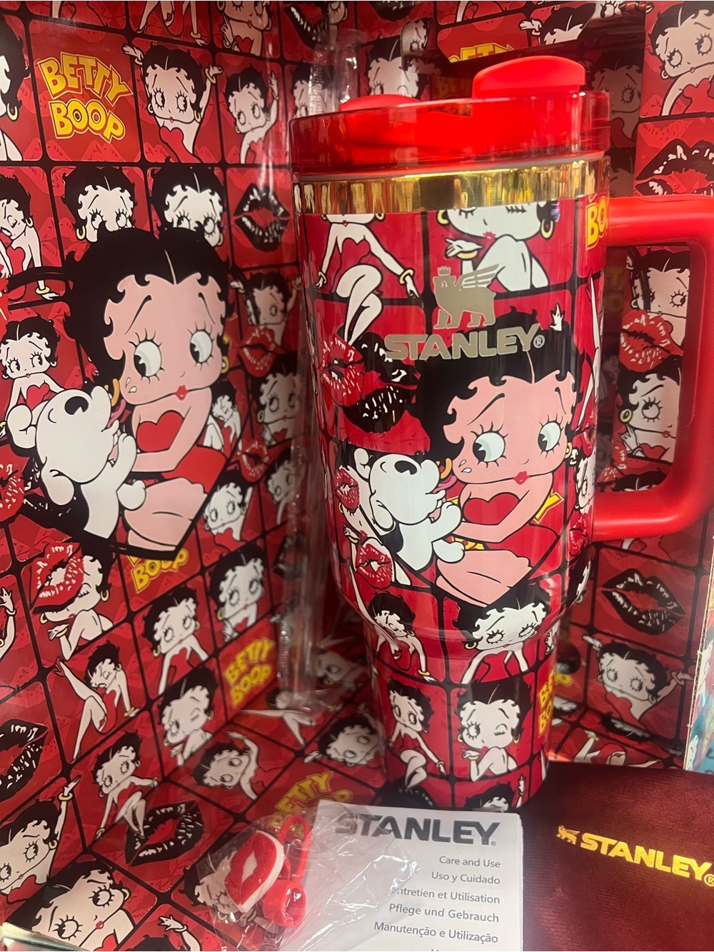 Stanley Red Betty Boop Patterned Travel Tumbler